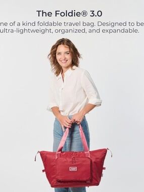 The Foldie Red Tote With Convertible Strap
